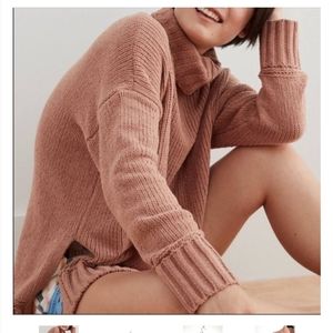 Aerie Camel Brown Chenille Knite Turtneck Oversized Sweater size Xs fits…